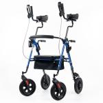 ELENKER Upright Rollator Walker, Stand Up Rolling Walker with 10’’Big PU Wheels and Adjustable Padded Armrests for Seniors from 4’8”to 6'4” (Blue)
