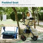 ELENKER Upright Rollator Walker, Stand Up Rolling Walker with 10’’Big PU Wheels and Adjustable Padded Armrests for Seniors from 4’8”to 6'4” (Blue)