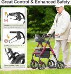 Lightweight Foldable Rollator Walker with Seat