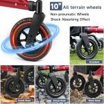 Rollator Walker for Seniors, Foldable All Terrain Rolling Walker with seat, Aluminum Walkers with 10 inch Rubber Wheels, Built-in Cable, Cup Holder, Adjustable Handles and Backrest for Seniors, Red