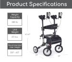 Comodità Tipo Stand Up Advance All Terrain Upright Rollator Walker with Seat and Pneumatic Tires, 4 Wheel Folding Rolling Walker for Adults and Seniors with Cup and Cane Holder, Modena Red