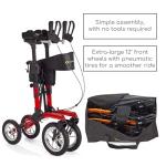 Comodità Tipo Stand Up Advance All Terrain Upright Rollator Walker with Seat and Pneumatic Tires, 4 Wheel Folding Rolling Walker for Adults and Seniors with Cup and Cane Holder, Modena Red