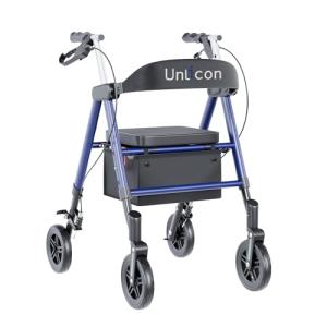 Unicon Rollator Walker with Seat, Foldable Rollator Walker, Reinforced Aluminum Frame, Dual-Height Adjustment, 8" Big Wheels for All Terrain, Weight Capacity 450 lbs,Ideal Gift for Seniors -Blue