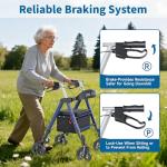 Unicon Rollator Walker with Seat, Foldable Rollator Walker, Reinforced Aluminum Frame, Dual-Height Adjustment, 8" Big Wheels for All Terrain, Weight Capacity 450 lbs,Ideal Gift for Seniors -Blue