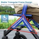 MAXWALK Rollator Walker with Seat, Tall Walkers for Seniors, 12" Big Rubber Wheels All Terrain Rollator Walker with Backrest, Built-in Cable, Foldable and Dual Adjustable Height for 5.3-7ft, Blue