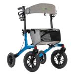 Real Relax All-Terrain Rollator with Seat, Outdoor Off Road Rolling Walker, Compact Folding, with 12” Non-Pneumatic Wheels, Storage Bag, for Seniors, Light Blue
