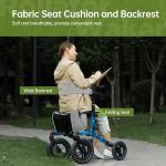 Real Relax All-Terrain Rollator with Seat, Outdoor Off Road Rolling Walker, Compact Folding, with 12” Non-Pneumatic Wheels, Storage Bag, for Seniors, Light Blue