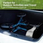 Real Relax All-Terrain Rollator with Seat, Outdoor Off Road Rolling Walker, Compact Folding, with 12” Non-Pneumatic Wheels, Storage Bag, for Seniors, Light Blue