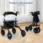 Goplus Rollator Walkers for Seniors with Seat, Foldable Rolling Walker with 9.5” All Terrain Pneumatic Wheel, Supports up to 350 lbs, Heavy Duty Bariatric Rollator Walker for Adult