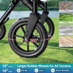 MAXWALK Rollator Walker with Seat, Tall Walkers for Seniors, 12" Big Rubber Wheels All Terrain Rollator Walker with Backrest, Built-in Cable, Foldable and Dual Adjustable Height for 5.3-7ft, Black