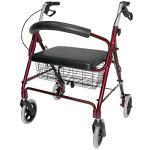 DMI Lightweight Rollator Walker With Seat & Padded Backrest, FSA HSA, 32"-36" Adjustable Height W/ Loop-lock Handbrakes, Supports Up To 375 Lbs, Bariatric Rollator Upright Walkers For Seniors Foldable
