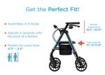 NOVA Star 8 Petite Rollator Walker with Perfect Fit Size System, Lightweight & Foldable, Easy to Lift & Carry, Great for Travel, Color Blue
