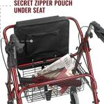 DMI Lightweight Rollator Walker With Seat & Padded Backrest, FSA HSA, 32"-36" Adjustable Height W/ Loop-lock Handbrakes, Supports Up To 375 Lbs, Bariatric Rollator Upright Walkers For Seniors Foldable