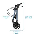 NOVA Star 8 Petite Rollator Walker with Perfect Fit Size System, Lightweight & Foldable, Easy to Lift & Carry, Great for Travel, Color Blue