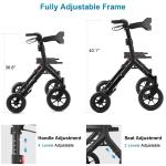 MAXWALK Rollator Walker for Tall Seniors 12'' All Terrain Big Rubber Wheels Open