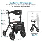 MAXWALK Rollator Walker for Tall Seniors 12'' All Terrain Big Rubber Wheels Open