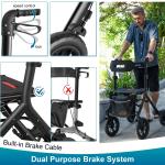 MAXWALK Rollator Walker for Tall Seniors 12'' All Terrain Big Rubber Wheels Open