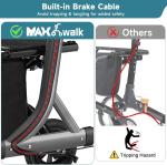 MAXWALK All-Terrain Rollator Walker Non-Pneumatic Tire 8inch Front Rubber Wheels