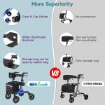 MAXWALK All-Terrain Rollator Walker Non-Pneumatic Tire 8inch Front Rubber Wheels