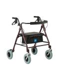 Medline Heavy Duty Steel Bariatric Rollator, 500 lb Weight Capacity, Burgundy