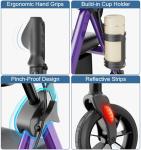 HOMLAND Walkers for Seniors with Seat, Foldable Rollator Walker, Reinforced Aluminum Frame, 8" Big Rubber Wheels for All Terrain, Height Adjustable Lightweight Rolling Walker