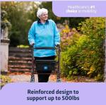 Medline Heavy Duty Steel Bariatric Rollator, 500 lb Weight Capacity, Burgundy