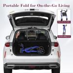 Fvzzin Upright Rollator Walker, Heavy Duty Stand Up Walkers for Seniors with Seat and Reversible Backrest, Foldable Standing Rollator with 8" Anti-Slip PU Wheels, Blue