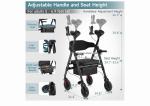 2025 StrollAid 2 In 1 Rollator Walker Transport Chair Heavy Duty 450 Lbs ..
