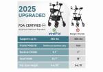2025 StrollAid 2 In 1 Rollator Walker Transport Chair Heavy Duty 450 Lbs ..