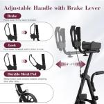 Fvzzin Upright Rollator Walker, Heavy Duty Stand Up Walkers for Seniors with Seat and Reversible Backrest, Foldable Standing Rollator with 8" Anti-Slip PU Wheels, Black