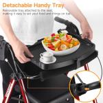 Ambliss Walkers for Seniors with Seat, Foldable Rollator Walker, 300 lbs Weight Capacity, 8" Wheels Dual Height Ajustable, Rolling Walker with Tray for All-Terrain (Red)