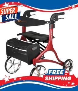 4 Wheel Rollator Walker HEAVY DUTY Adjustable Mobility Aid Backrest Tote Bag