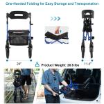 12"+10" Rubber Wheels All-Terrain Rollator Walker w/Seat Folding Adjustable