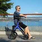 12"+10" Rubber Wheels All-Terrain Rollator Walker w/Seat Folding Adjustable