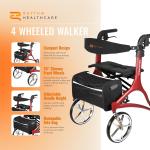 4 Wheel Rollator Walker HEAVY DUTY Adjustable Mobility Aid Backrest Tote Bag