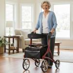 4 Wheel Rollator Walker HEAVY DUTY Adjustable Mobility Aid Backrest Tote Bag