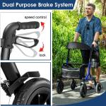 10" Rollator Walker for Seniors, Lightweight Foldable All Terrain Rolling Walker