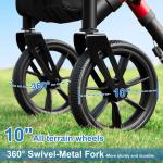 Heavy Duty Folding Rolling Wide Seat Rollator Walker With 10” front wheels 300lb