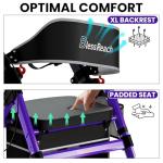 BlessReach Heavy-Duty Aluminum Rolling Walker - Foldable Rollator Walkers with Seat for Seniors, 450 lb Capacity, 8'' Wheels, 18" Big Seat, 6-Position Adjustable Height(Purple)
