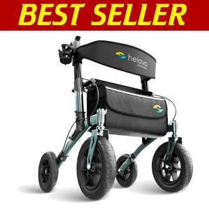 All-Terrain Rollator with 12" Pneumatic Tires - Lightweight & Foldable Walker