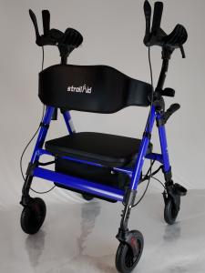 StrollAid Upright Walker for Seniors Heavy Duty 450 lb Stand Up Rollator, Blue
