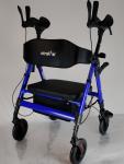 StrollAid Upright Walker for Seniors Heavy Duty 450 lb Stand Up Rollator, Blue
