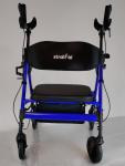 StrollAid Upright Walker for Seniors Heavy Duty 450 lb Stand Up Rollator, Blue
