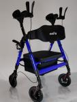 StrollAid Upright Walker for Seniors Heavy Duty 450 lb Stand Up Rollator, Blue