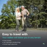 All-Terrain Rollator with 12" Pneumatic Tires - Lightweight & Foldable Walker