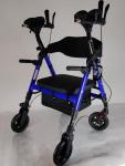 StrollAid Upright Walker for Seniors Heavy Duty 450 lb Stand Up Rollator, Blue