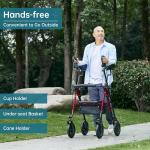 Deluxe OEM ELENKER Rollator Walker Medical Aid Heavy Duty Upright Stand Up Red