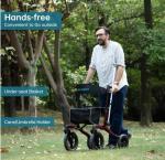 All-Terrain Rollator Walker with Non-Pneumatic Tire and 12'' Front Rubber Wheels