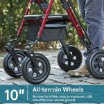 Deluxe OEM ELENKER Rollator Walker Medical Aid Heavy Duty Upright Stand Up Red