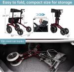 All-Terrain Rollator Walker with Non-Pneumatic Tire and 12'' Front Rubber Wheels